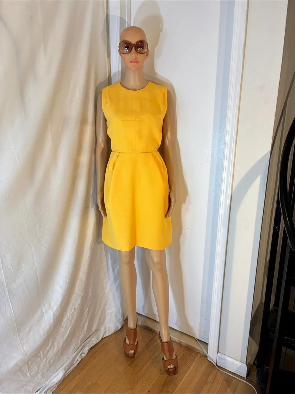 Stunning Like New Louis Vuitton Yellow Sleeveless Pleated Dress